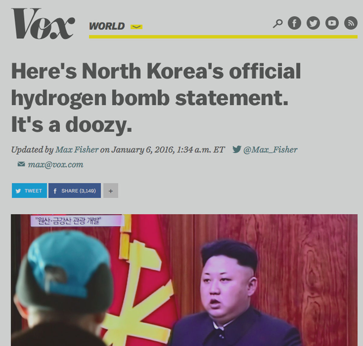 Vox headline about North Korea
